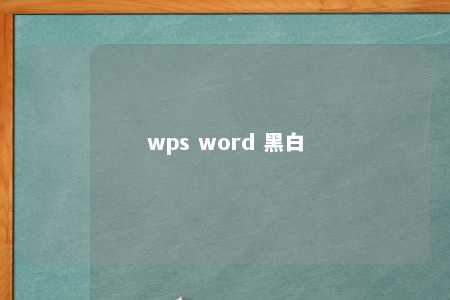 wps word 黑白 