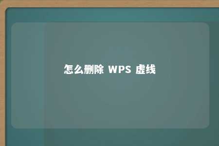 怎么删除 WPS 虚线 