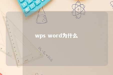 wps word为什么