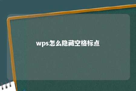 wps怎么隐藏空格标点