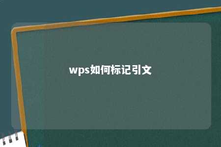 wps如何标记引文 