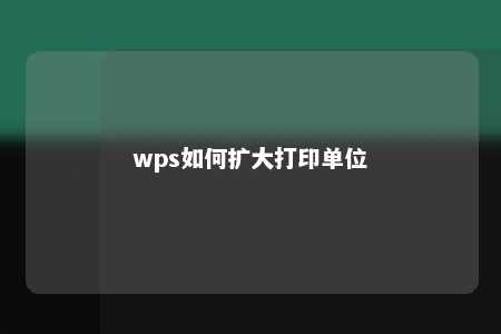 wps如何扩大打印单位 