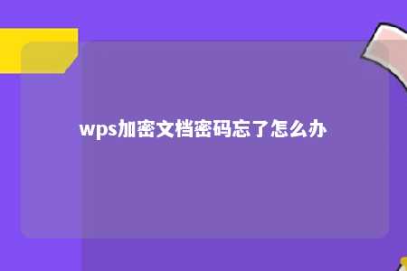 wps加密文档密码忘了怎么办 