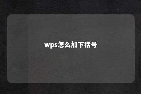 wps怎么加下括号 