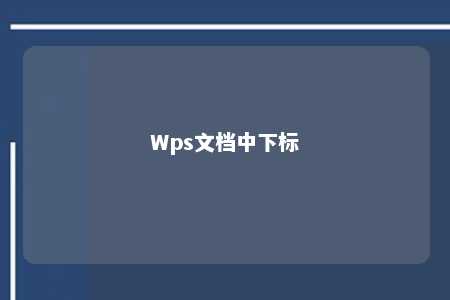 Wps文档中下标 