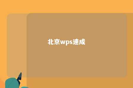 北京wps速成 