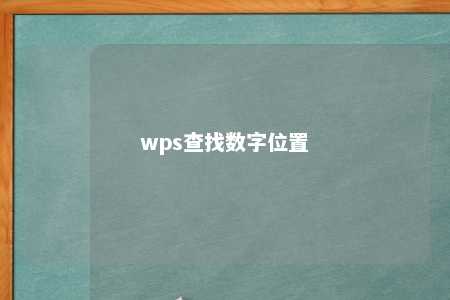 wps查找数字位置 