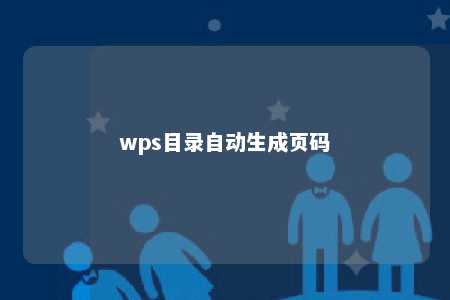 wps目录自动生成页码 