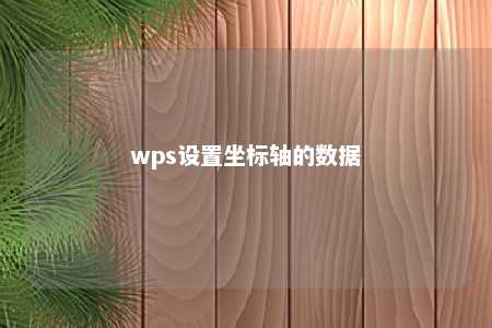 wps设置坐标轴的数据 