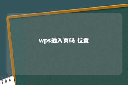 wps插入页码 位置