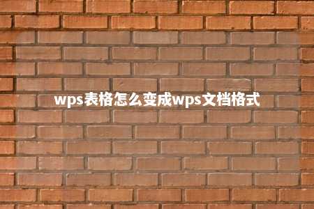 wps表格怎么变成wps文档格式