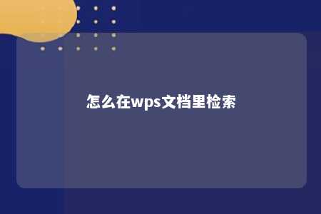 怎么在wps文档里检索