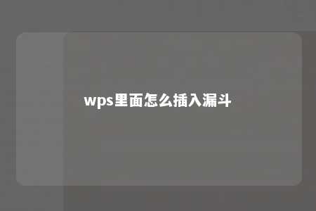 wps里面怎么插入漏斗 