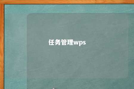 任务管理wps 