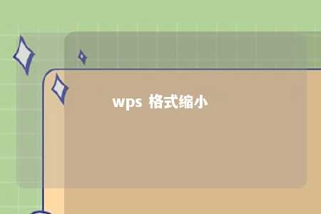 wps 格式缩小 