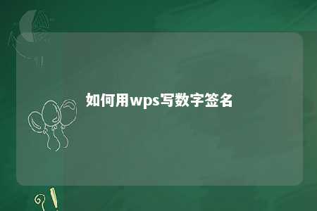 如何用wps写数字签名 