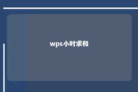 wps小时求和