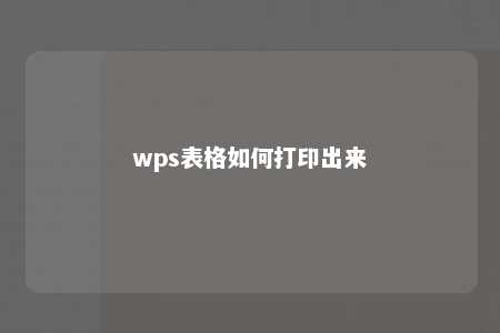 wps表格如何打印出来 