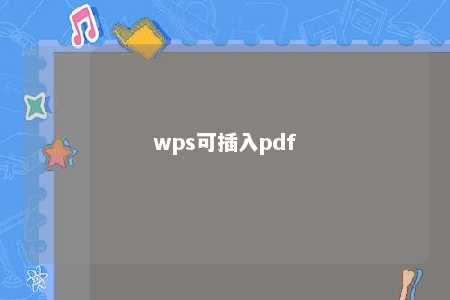 wps可插入pdf 