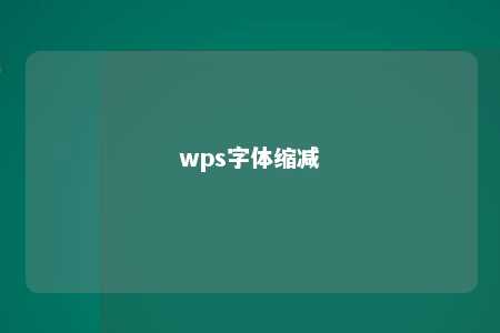 wps字体缩减