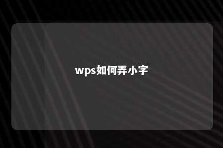 wps如何弄小字