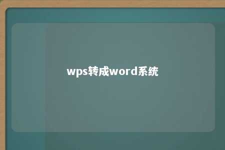 wps转成word系统 