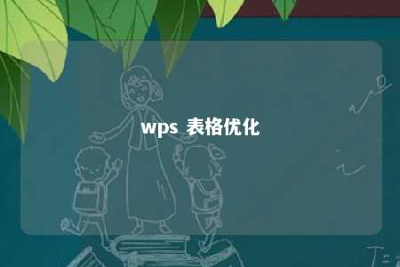 wps 表格优化 