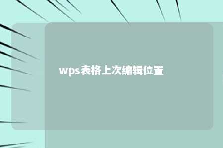 wps表格上次编辑位置