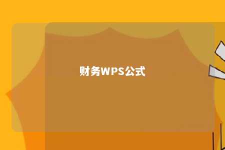 财务WPS公式