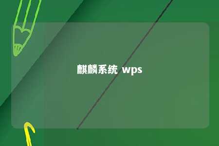 麒麟系统 wps 