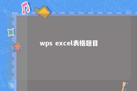 wps excel表格题目 