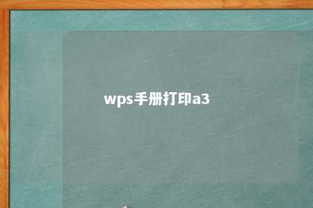 wps手册打印a3 