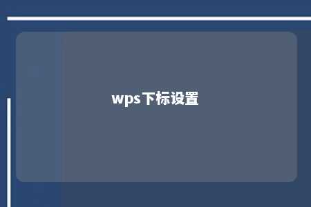 wps下标设置 