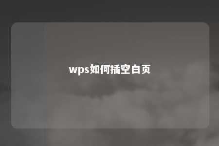 wps如何插空白页