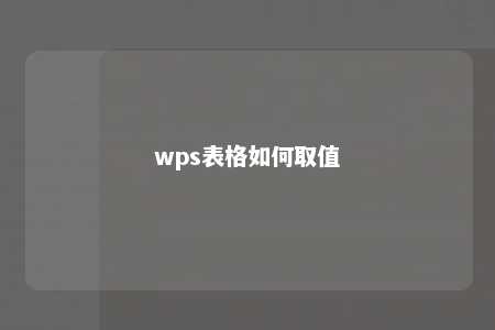 wps表格如何取值 