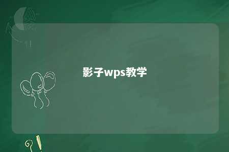 影子wps教学