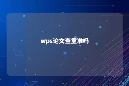 wps论文查重准吗 