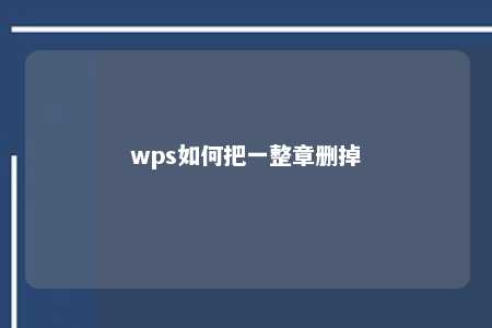 wps如何把一整章删掉