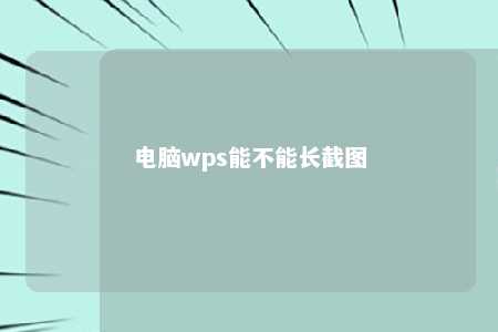 电脑wps能不能长截图 