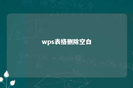 wps表格删除空白 