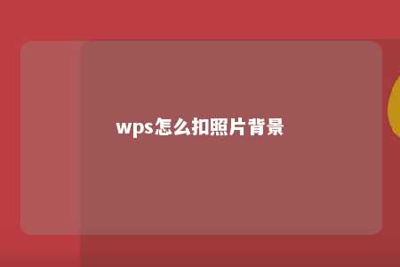 wps怎么扣照片背景 