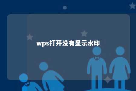 wps打开没有显示水印