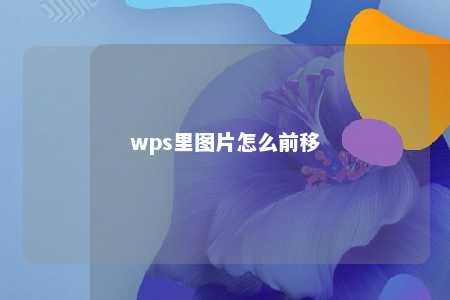 wps里图片怎么前移