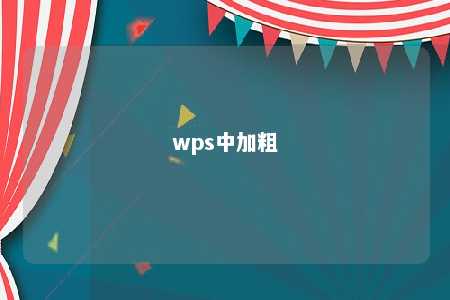 wps中加粗 