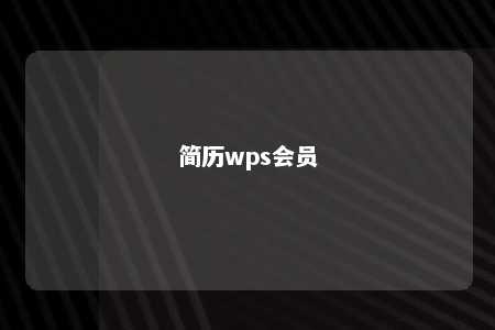 简历wps会员 