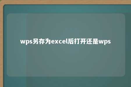 wps另存为excel后打开还是wps 