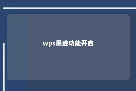 wps墨迹功能开启