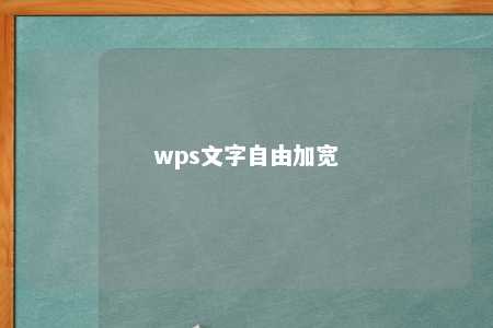 wps文字自由加宽 