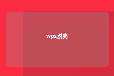 wps脱壳 