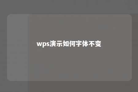 wps演示如何字体不变 